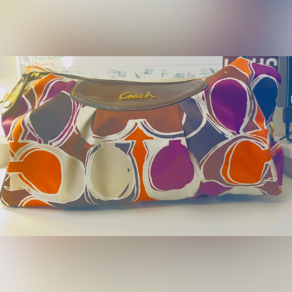 Coach Signature Scarf Multicolor Purse Sold As Is
